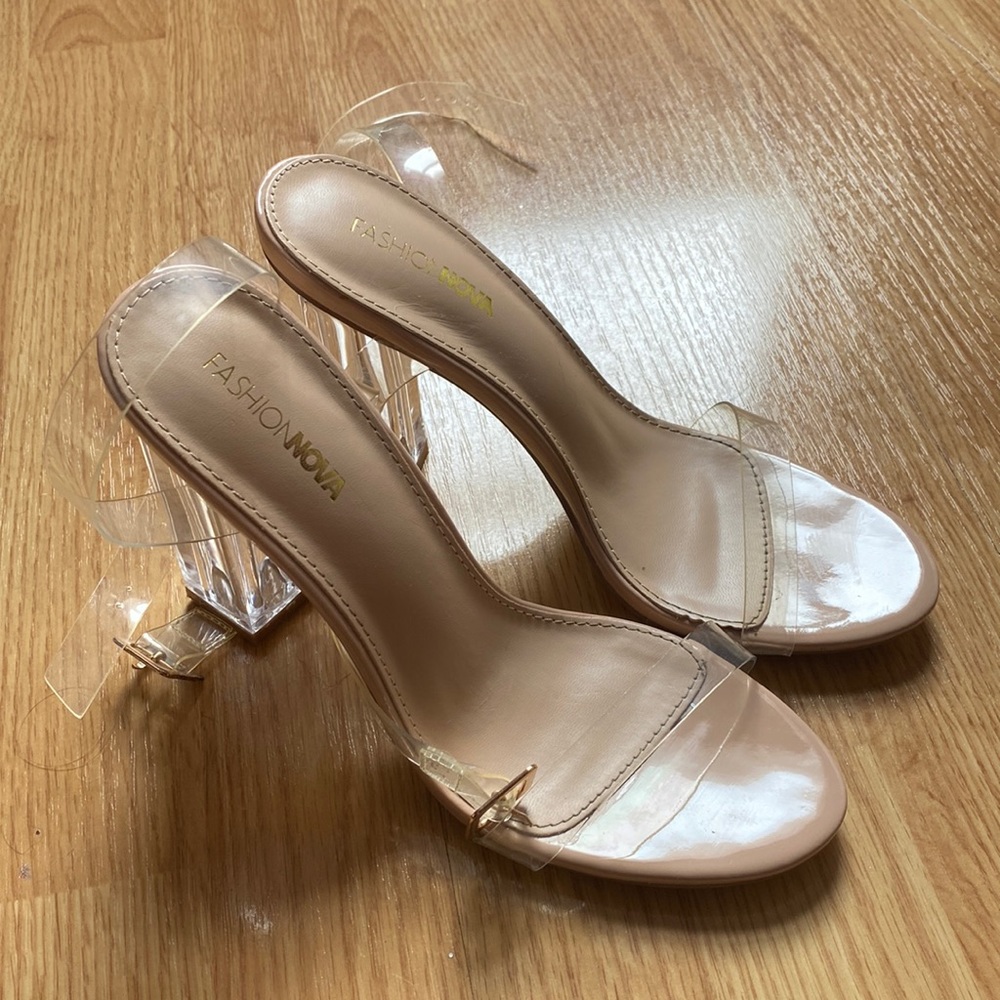 fashion nova clear strap high heels